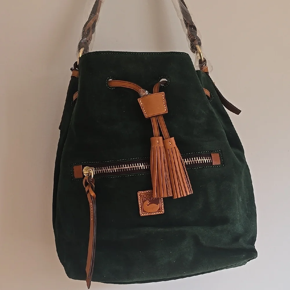 Dooney & Bourke Green Suede Bucket Bag - Picture 3 of 16